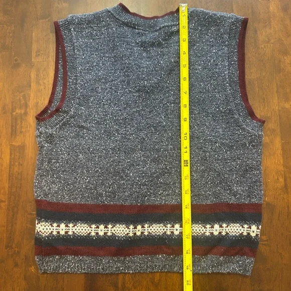 Arizona Jean Company V-Neck Sweater Vest - Blue and Burgundy - Picture 6 of 6